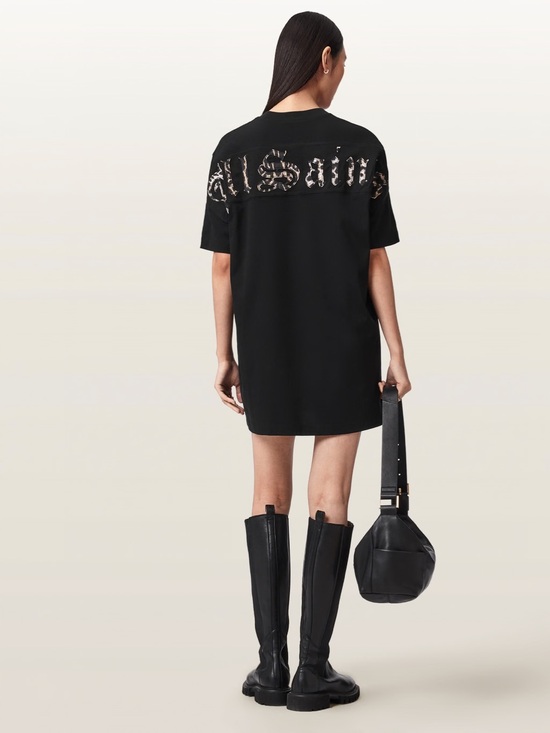 All Saints Dresses & Skirts - All Saints Black Fuse Appliqué Cotton T-Shirt Dress